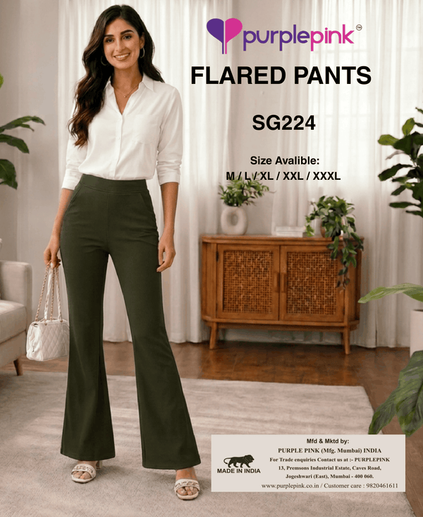Lycra Knit High-Waisted Flare Pants