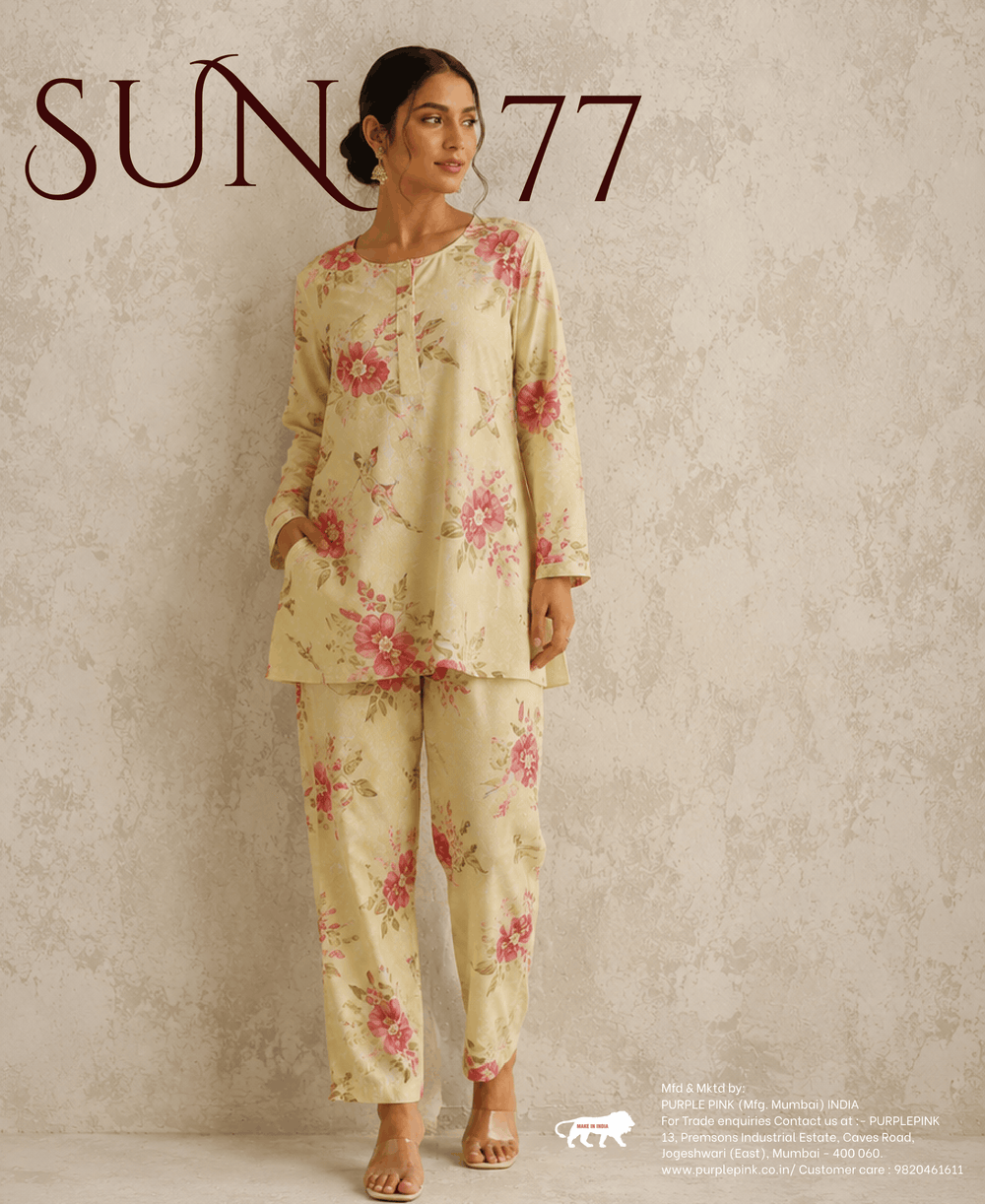 Ivory Pink Floral Printed Co-ord Set
