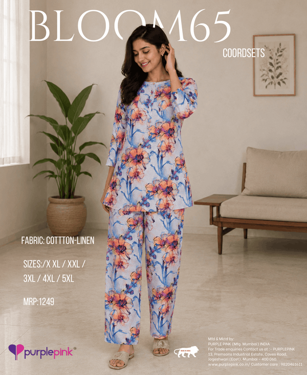 Blue Floral Bloom Printed Co-ord Set
