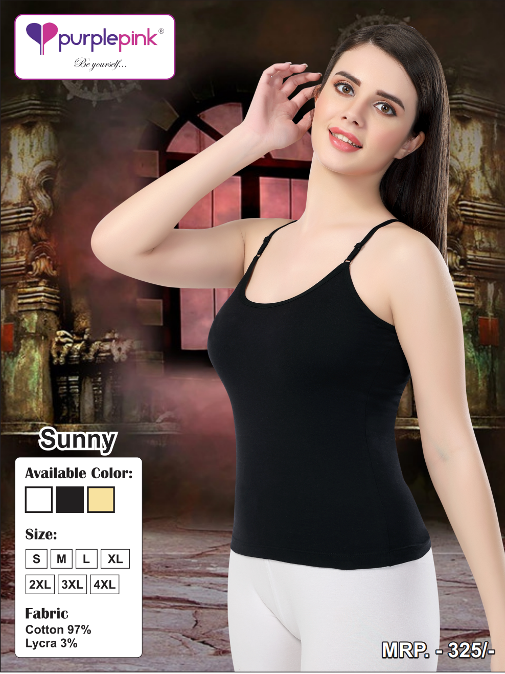 Sunny Black Cotton Lycra Camisole