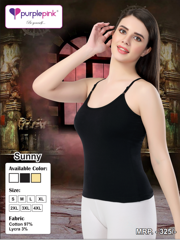 Sunny Black Cotton Lycra Camisole